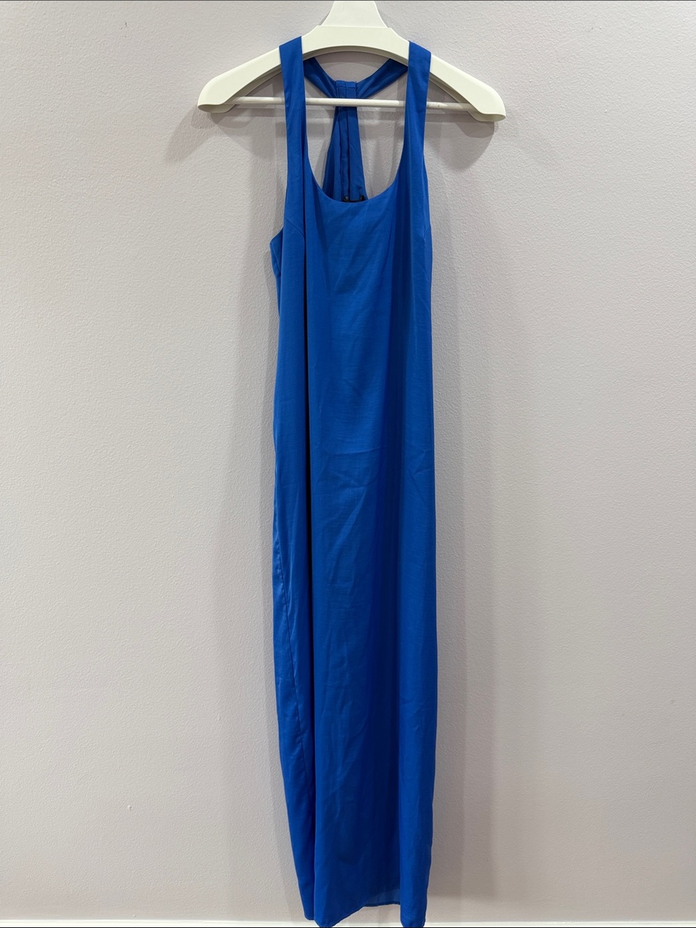 BCBGMAXAZRIA Royal Blue Silk Strappy Back Maxi Dress